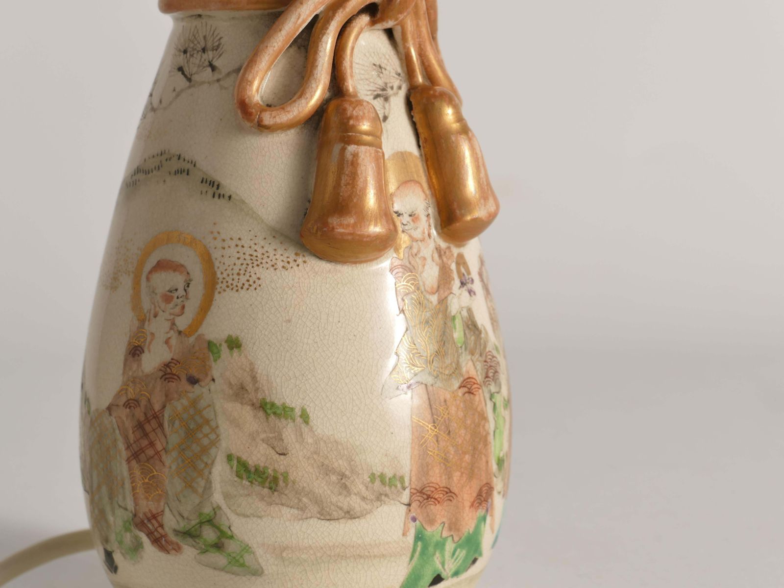 photo for sale Meiji Period Kyoto Satsuma Vase Table Lamp, Japan, Circa 1880