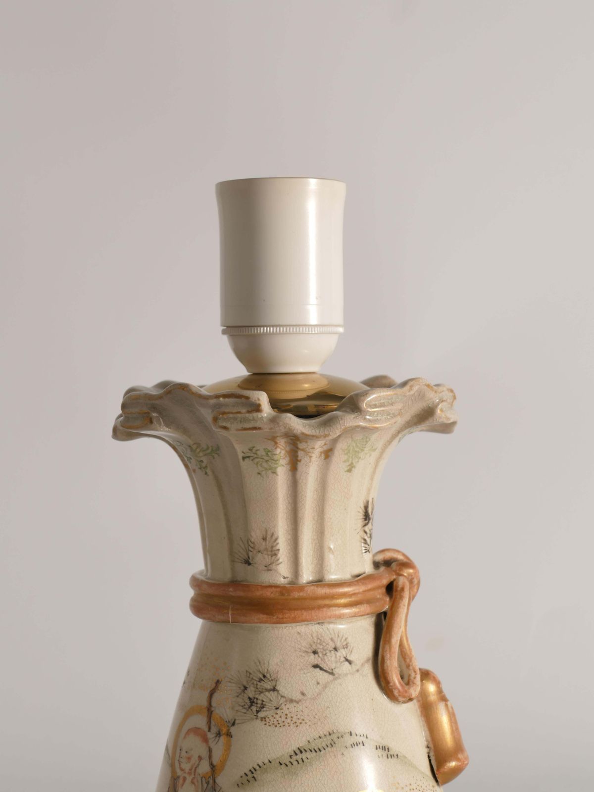 Lighting Meiji Period Kyoto Satsuma Vase Table Lamp, Japan, Circa 1880 photo