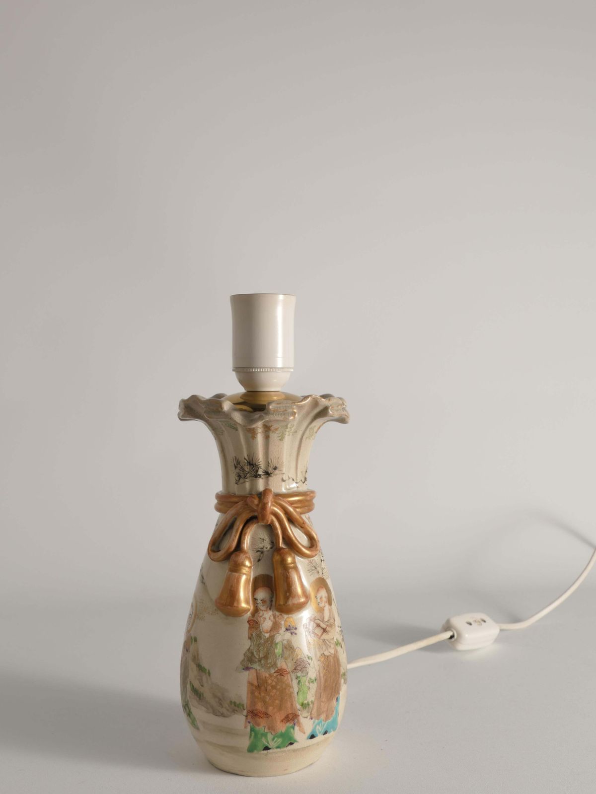 865.0 Meiji Period Kyoto Satsuma Vase Table Lamp, Japan, Circa 1880 photo