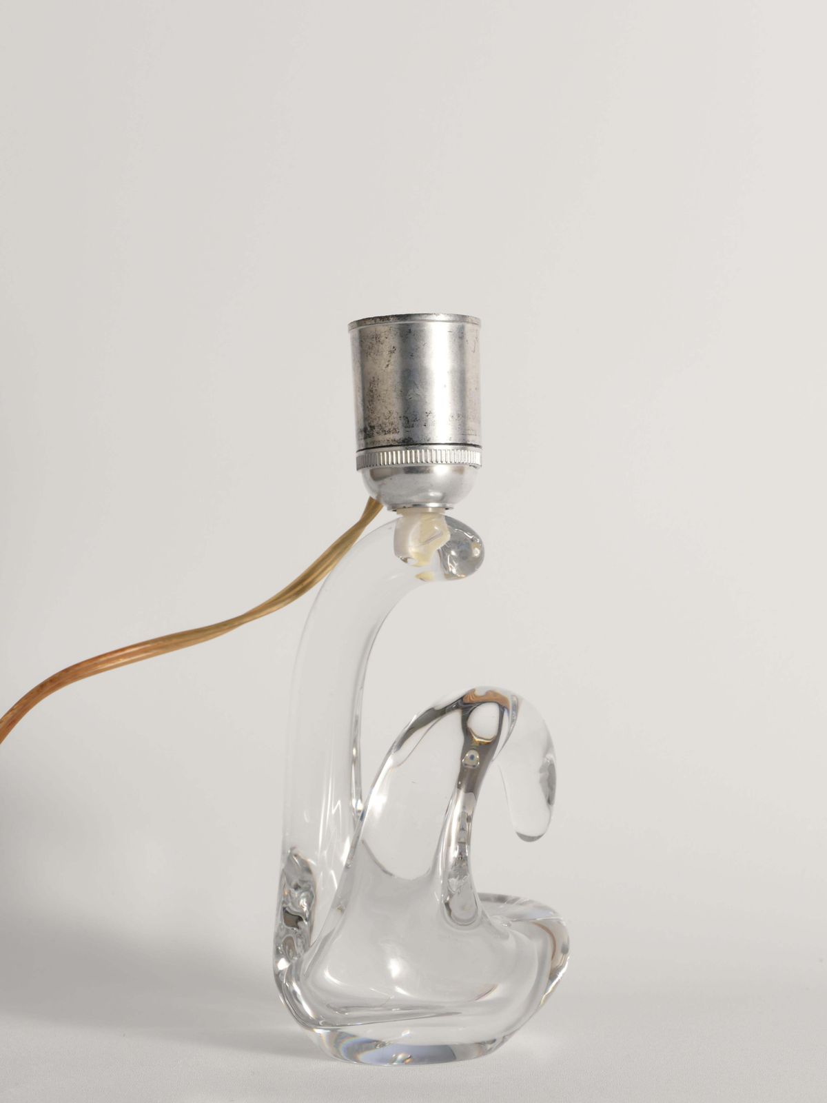 Sculptural Clear Crystal Glass Table Lamp By Schneider, France, 1950s photo for sale
