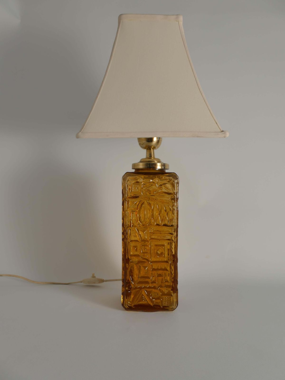 Large Amber Glass Table Lamp By Gustav Leek For Orrefors, 1960s photo buy