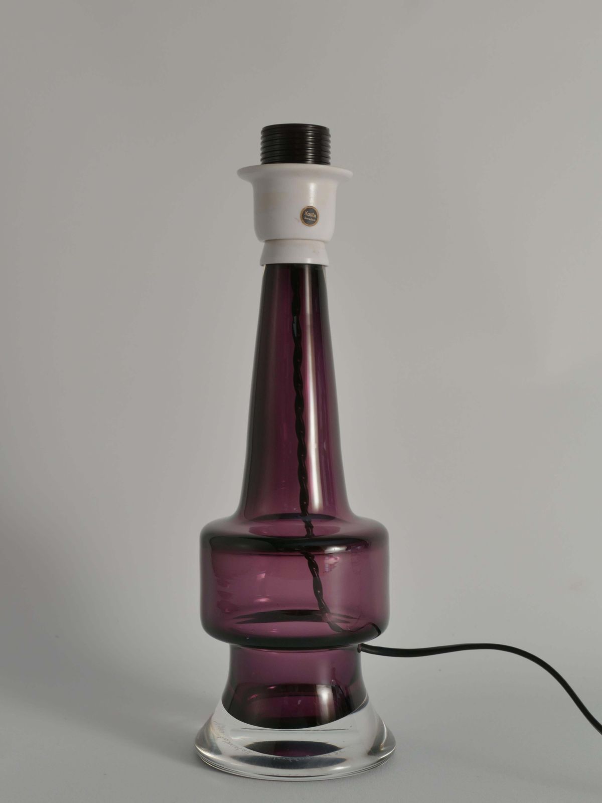 Mid Century Modern Purple Chrystal Glass Table Lamp By Kosta 1960s photo for sale