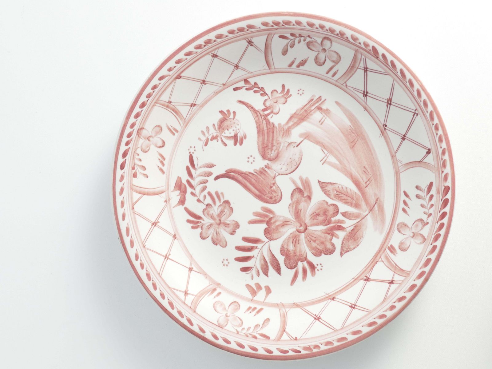 Folk Art Dish With Red Floral Motif By Ilse Claesson For Rörstrand, Sweden 1930 photo for sale