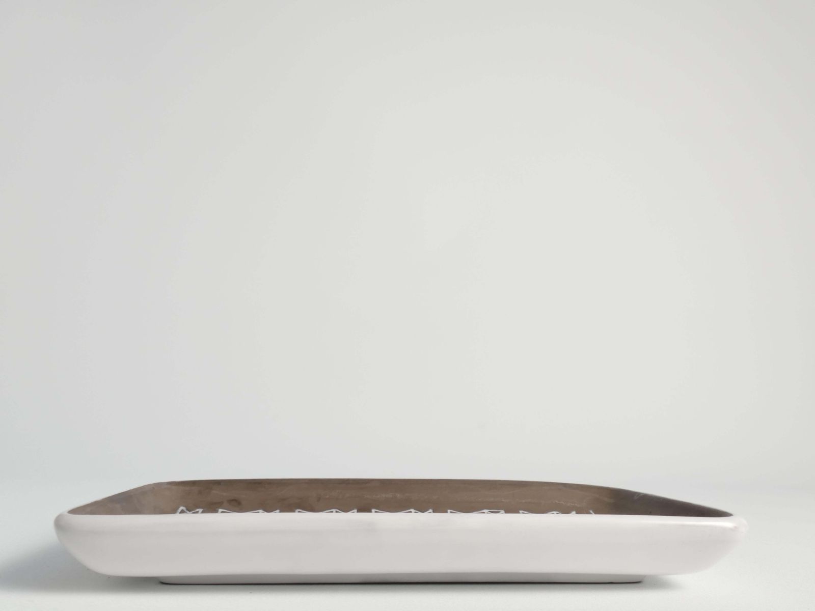 Brown And White "Corso" Ceramic Dish By Ingrid Atterberg For Upsala Ekeby, 1950s photo for sale