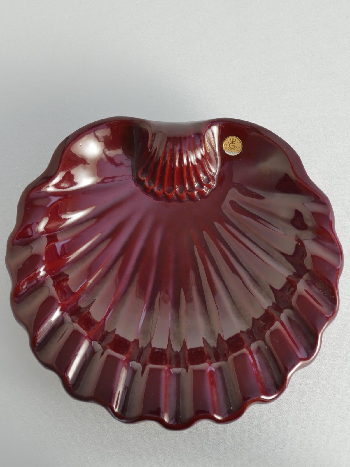 Art Deco Merlot Red Ceramic Vide Poche By Gabriel Keramik, Sweden 1960s photo for sale