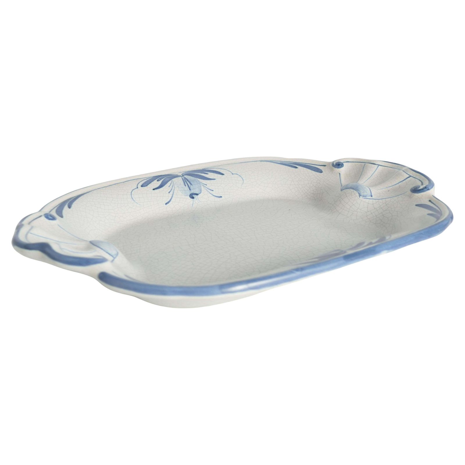 photo vinterior Art Deco French Blue Floral Decor Plate By Allan Eberling, Bo Fajans