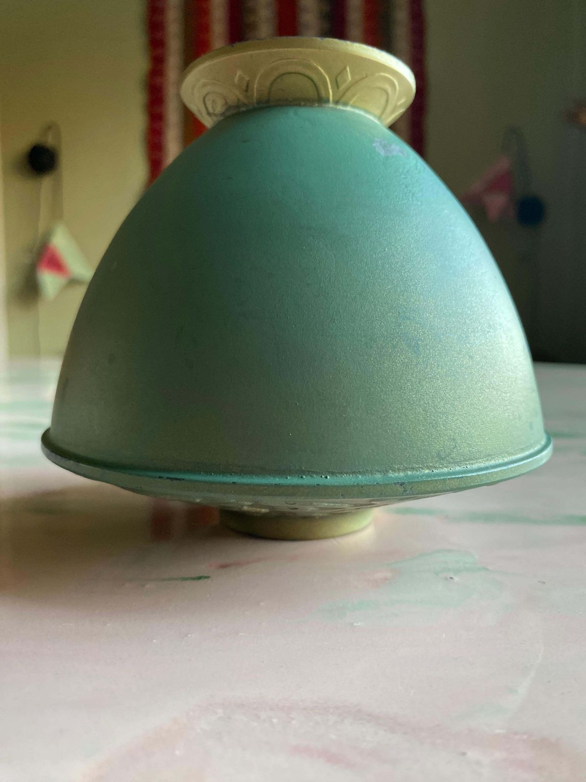 photo furniture Art Deco Sage Green Metal Vase Attributed To Sonja Katzin, Stjärnmetall, 1940s