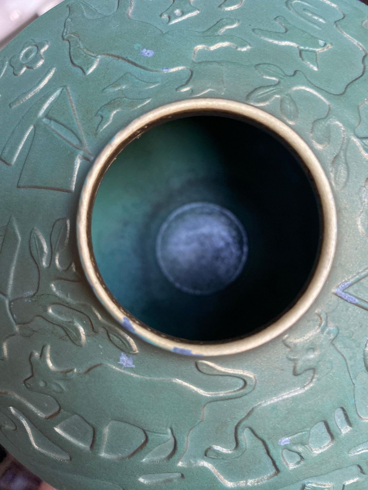 photo for sale Art Deco Sage Green Metal Vase Attributed To Sonja Katzin, Stjärnmetall, 1940s