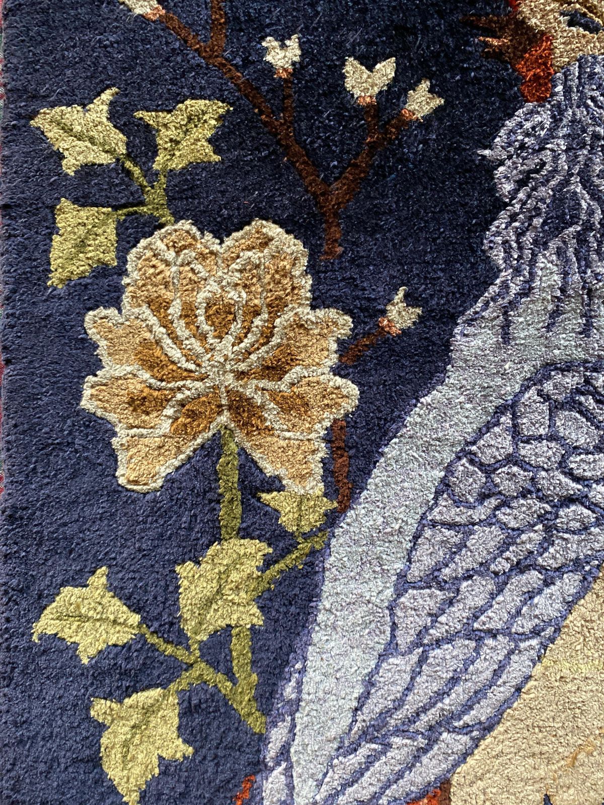 Textiles Art Deco Chinese Handmade Silk Bautou Tapestry Rug, Early 20th Century photo