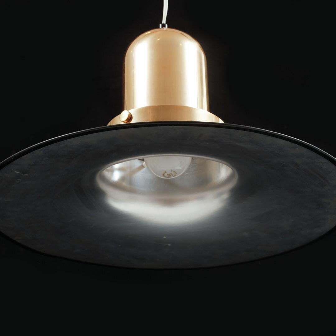 Scandinavian Modern Golden Pendant Lamp By Po Ström, 1970's photo furniture
