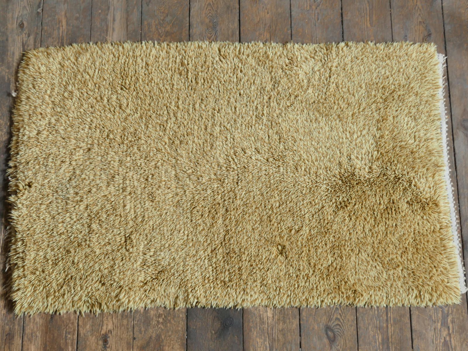 Scandinavian Modern High Pile Straw Yellow Handmade Wool Rya Rug, Sweden 1960s photo furniture