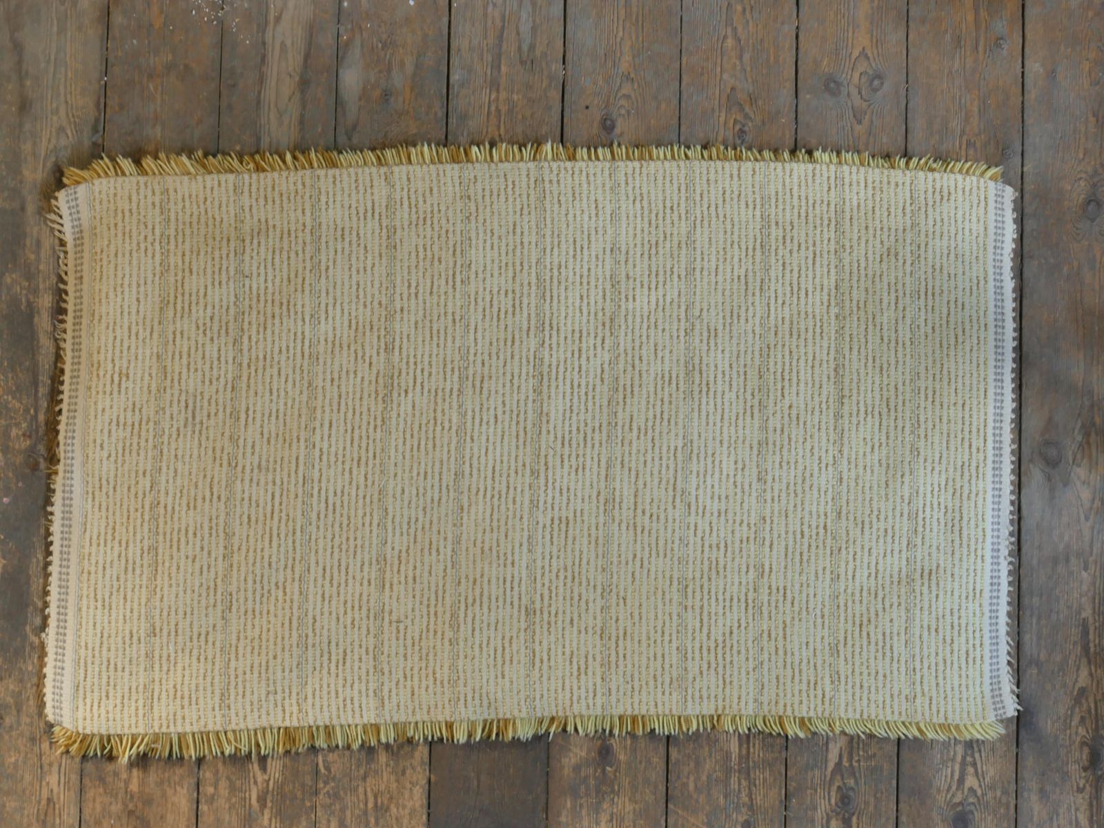 Scandinavian Modern High Pile Straw Yellow Handmade Wool Rya Rug, Sweden 1960s photo for sale