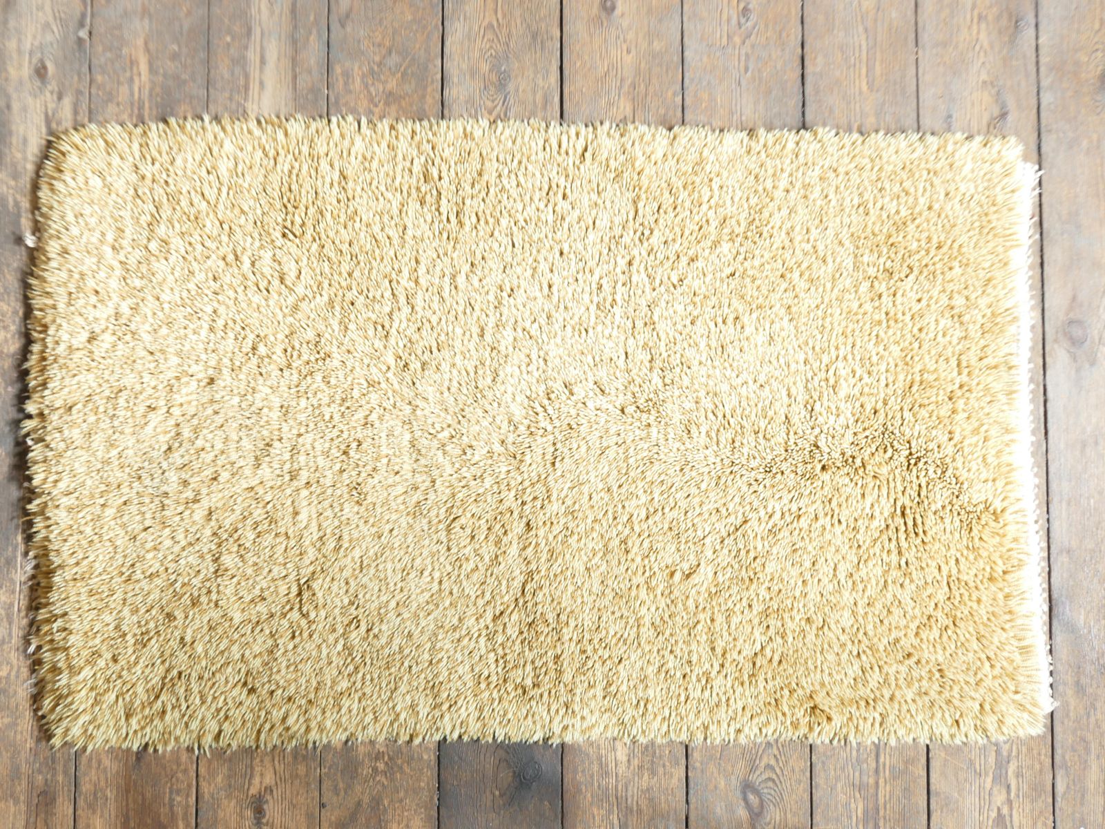 Scandinavian Modern High Pile Straw Yellow Handmade Wool Rya Rug, Sweden 1960s photo 570.0