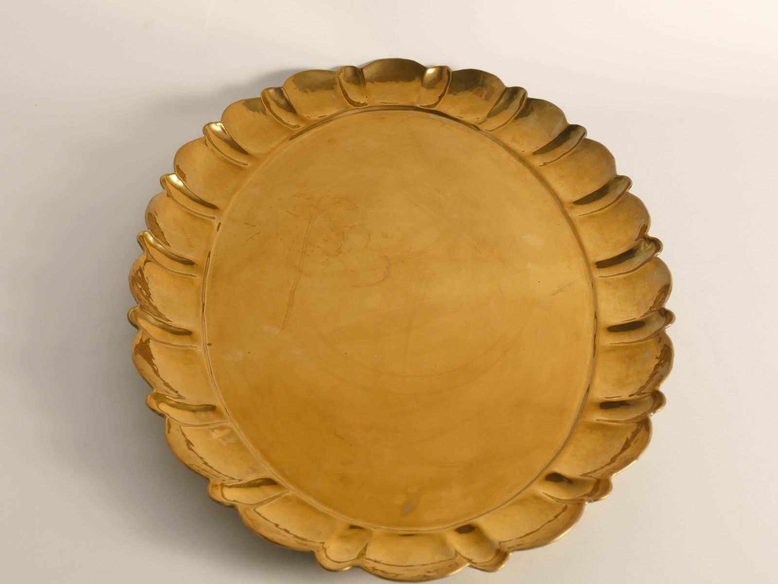 Hollywood Regency Large Oval Brass Tray By Firma Lars Holmström, Sweden 1940's photo buy