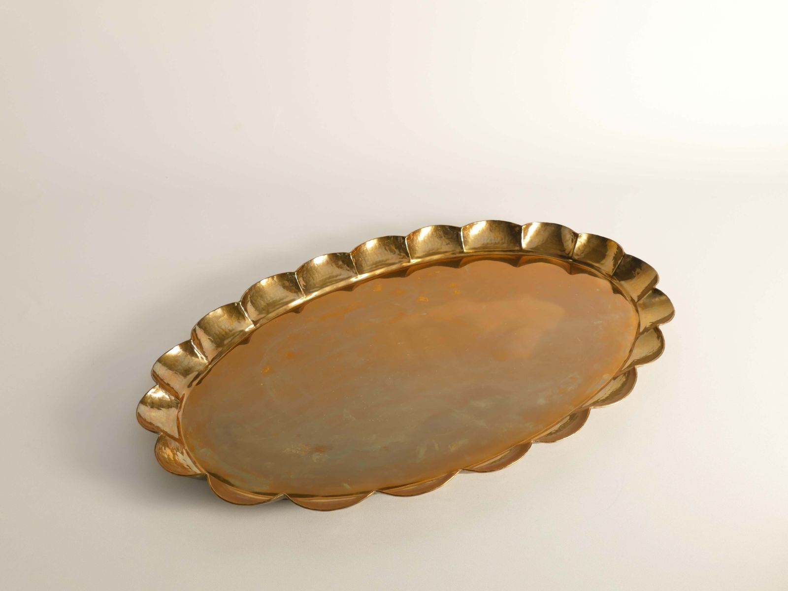 Hollywood Regency Oval Brass Tray By Arvid Johansson, Arvika Konstsmide, Sweden photo buy