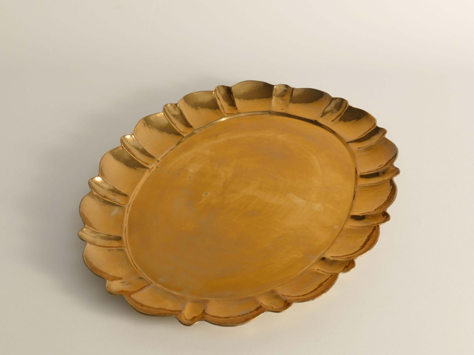 Hollywood Regency Large Oval Brass Tray By Firma Lars Holmström, Sweden 1940's photo 407.0