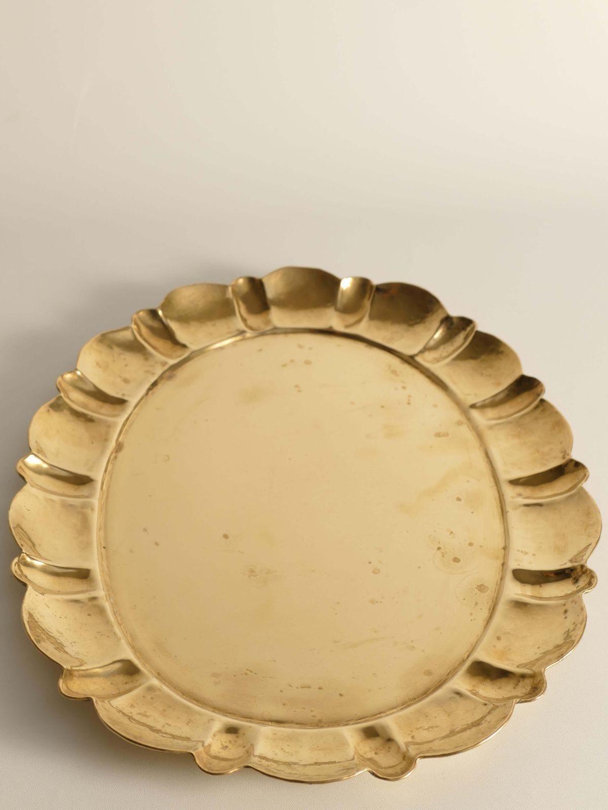 Hollywood Regency Large Oval Brass Tray By Firma Lars Holmström, Sweden 1940's photo 370.0
