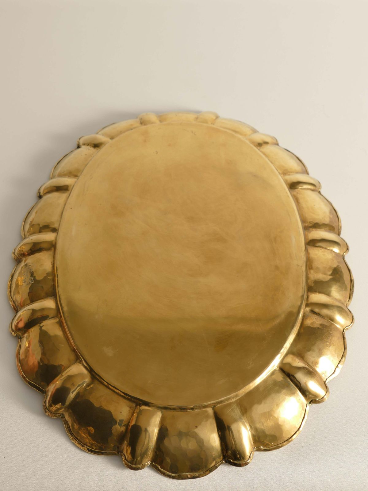 photo buy Hollywood Regency Large Oval Brass Tray By Firma Lars Holmström, Sweden 1940's