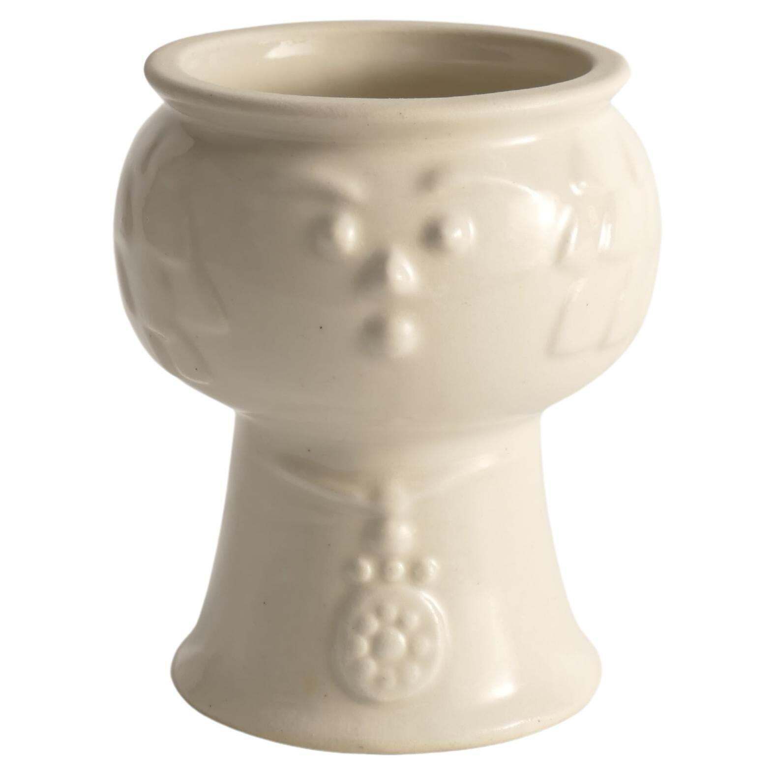 Scandinavian Modern White Porcelaine Face Vase By  Ancher Iversen, Aida, Denmark