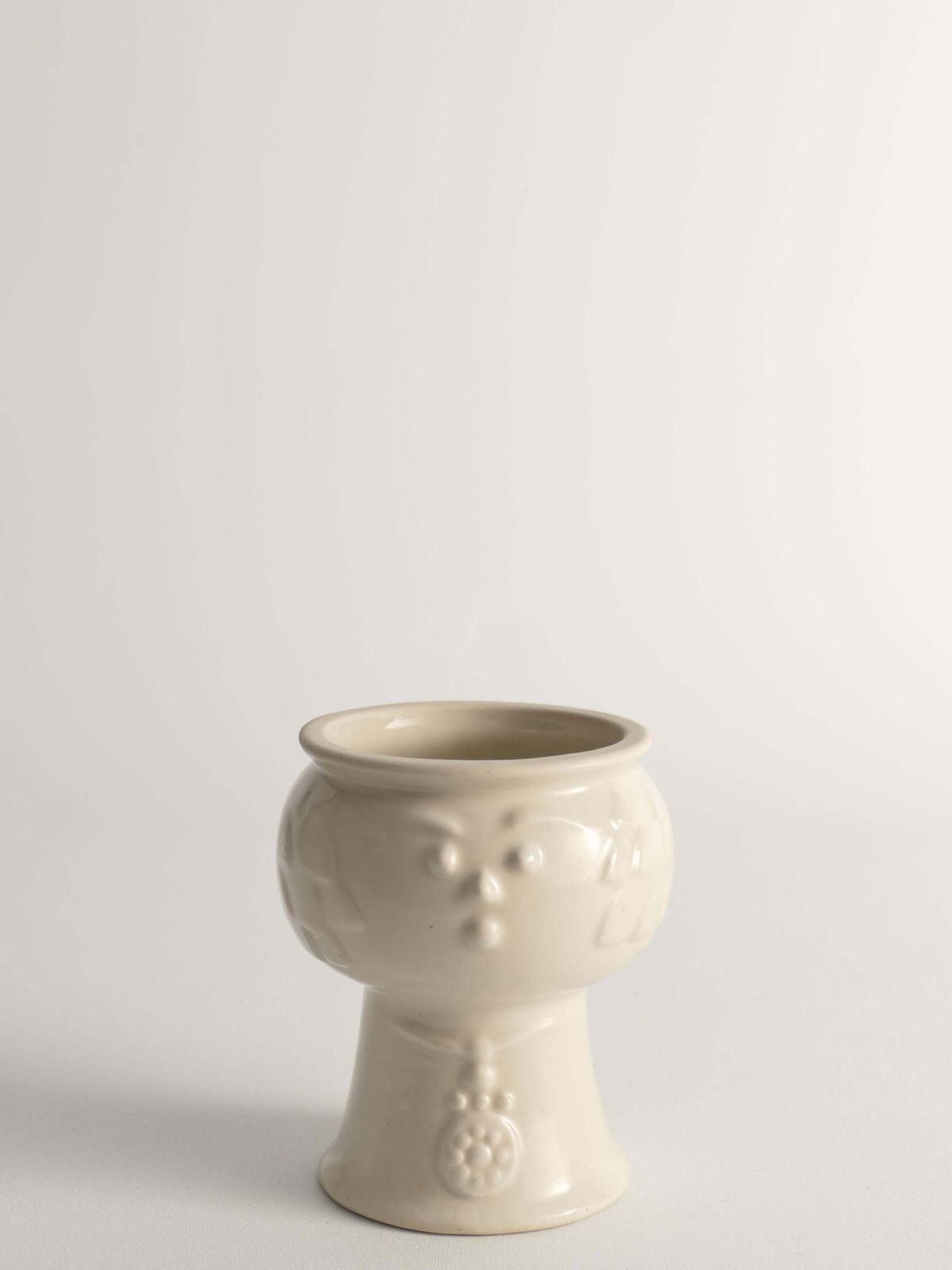 Home Decor Scandinavian Modern White Porcelaine Face Vase By  Ancher Iversen, Aida, Denmark photo