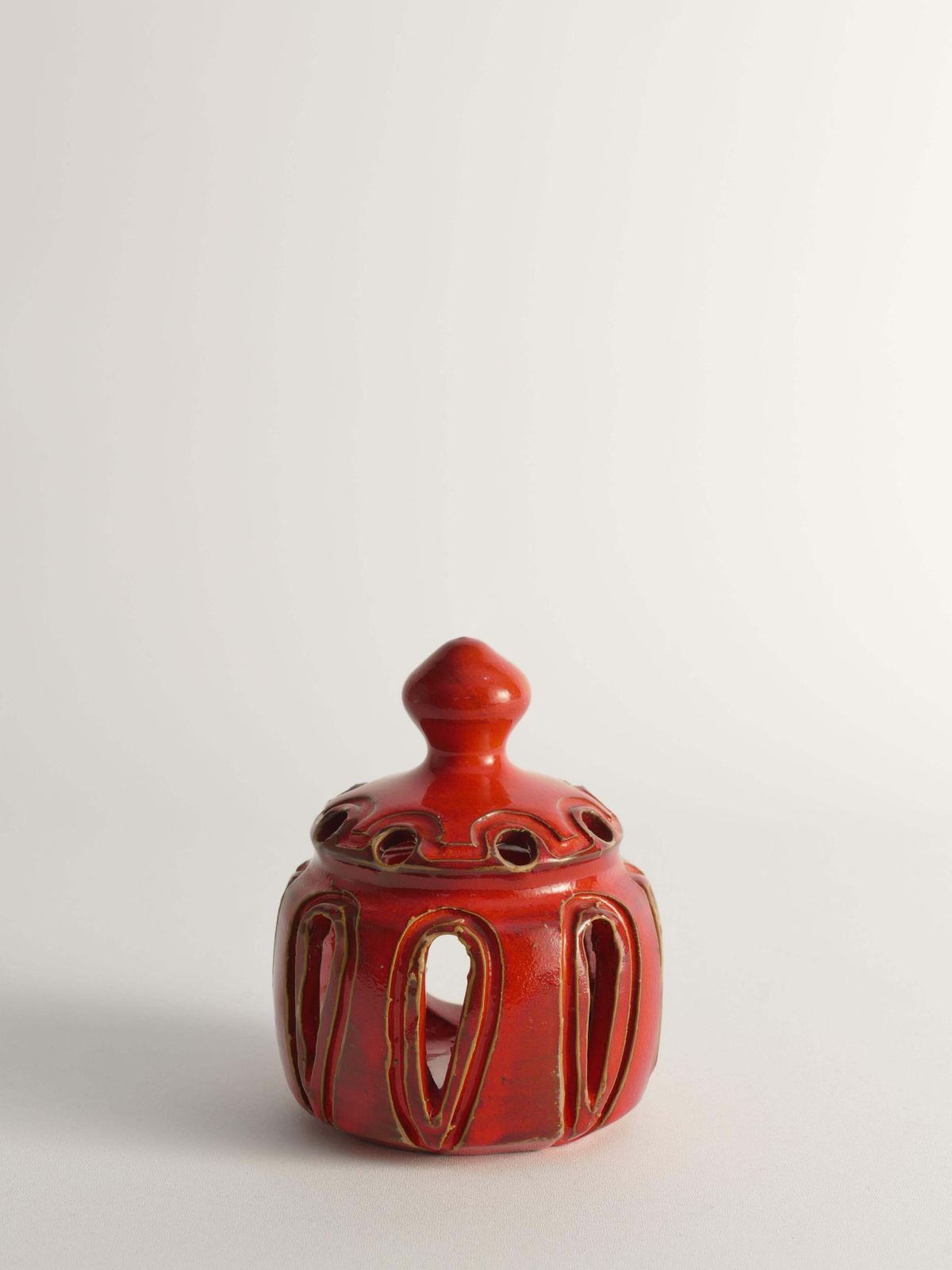 Lobster Red Handmade Ceramic Candle Lamp, By  Barbro Sundelin For Basun Keramik photo 141.0