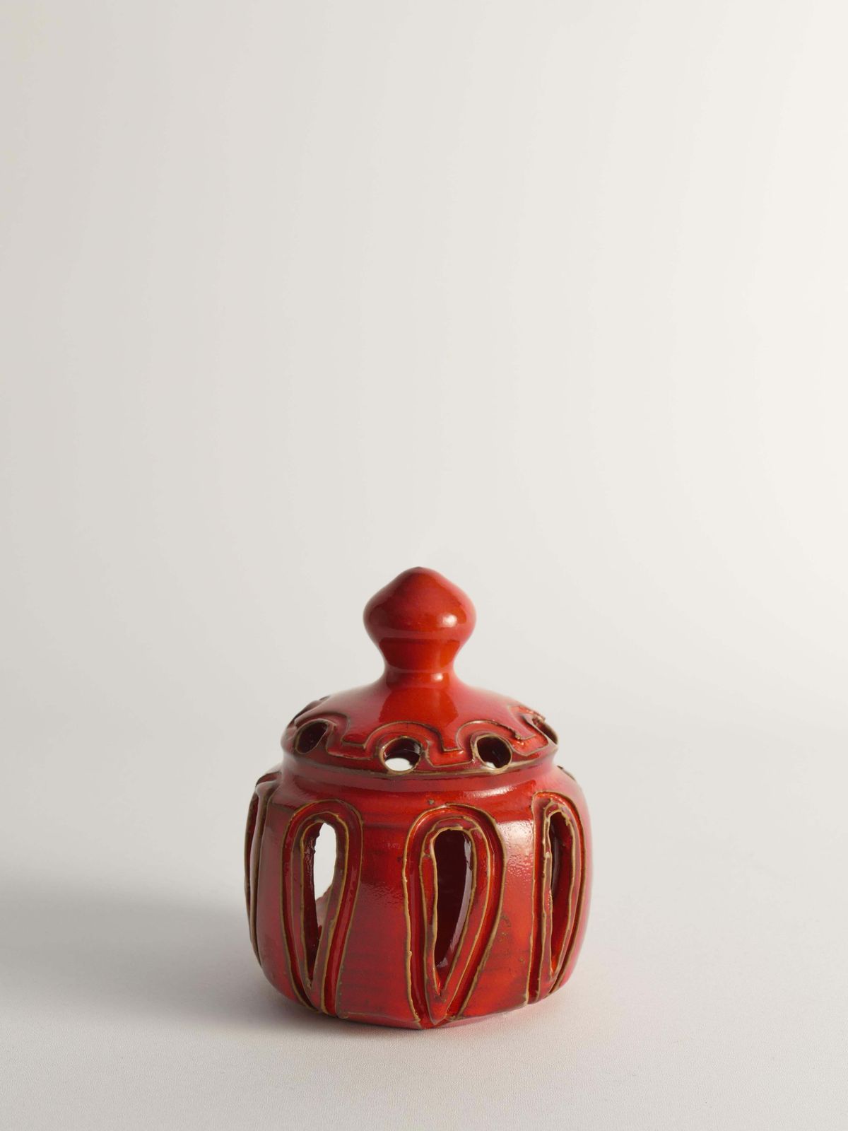 Lobster Red Handmade Ceramic Candle Lamp, By  Barbro Sundelin For Basun Keramik photo vinterior