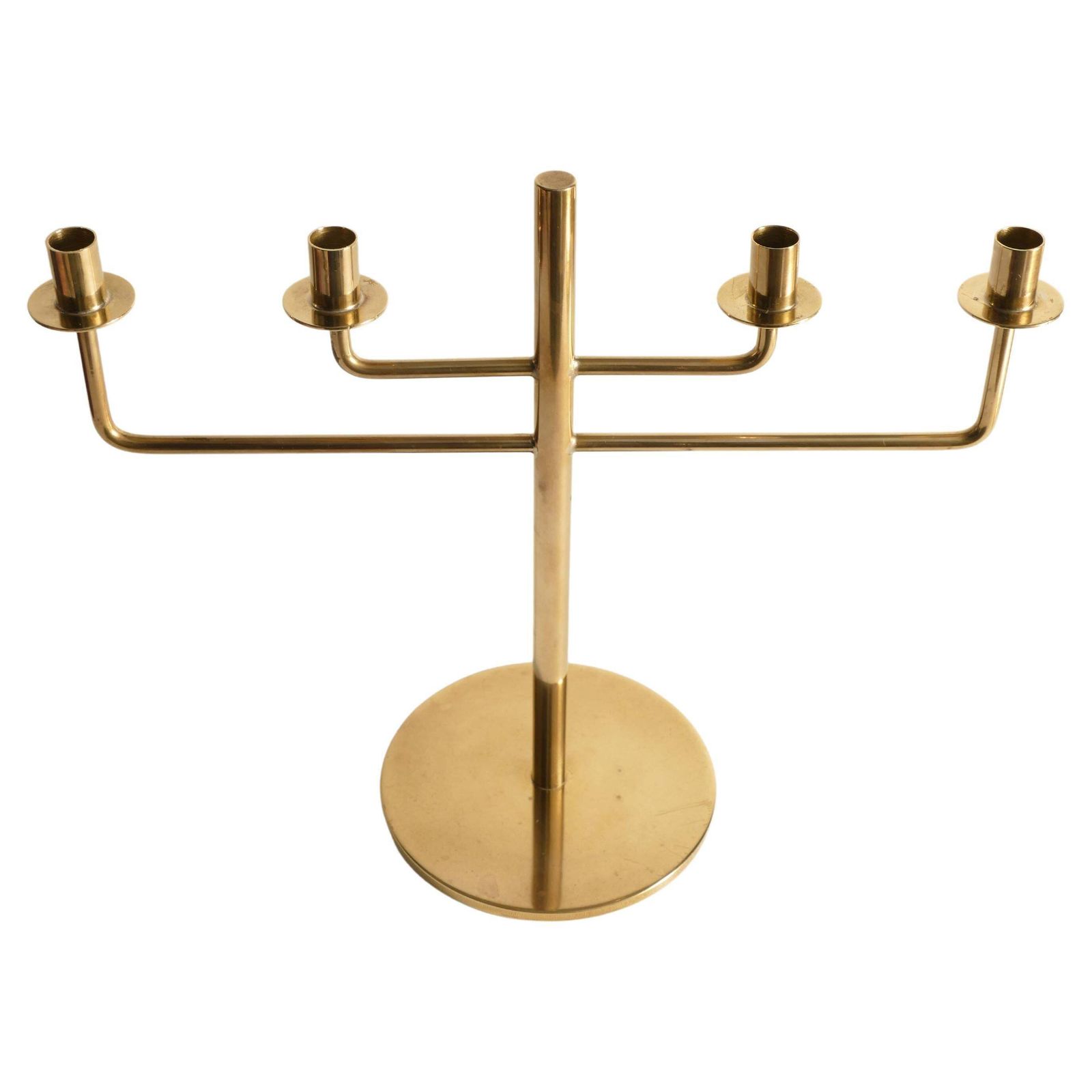 Scandinavian Modern Brass Candelabra By Hans Agne Jakobsson, Markaryd, 1960s