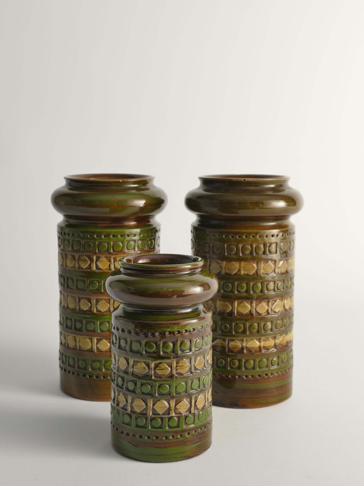 Yellow And Green Stoneware Vases By Aldo Londi For Bitossi, Italy, Set Of 3 photo Home Decor