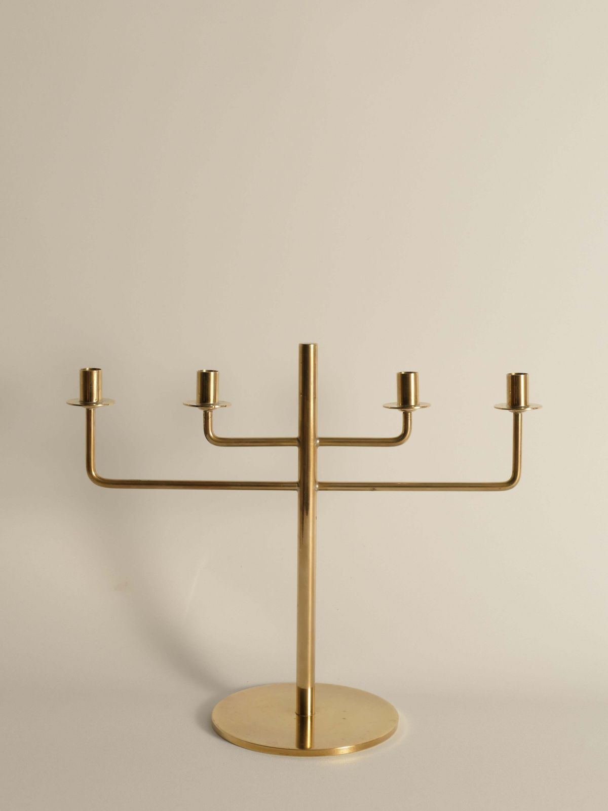 Scandinavian Modern Brass Candelabra By Hans Agne Jakobsson, Markaryd, 1960s photo 466.0