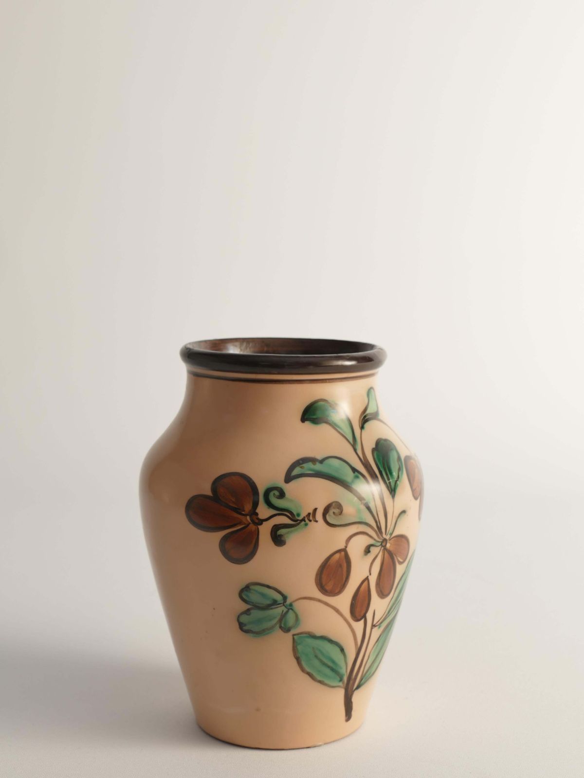 Art Nouveau Flower Motif Earthenware Vase By Sala, Sweden 1920s photo Home Decor
