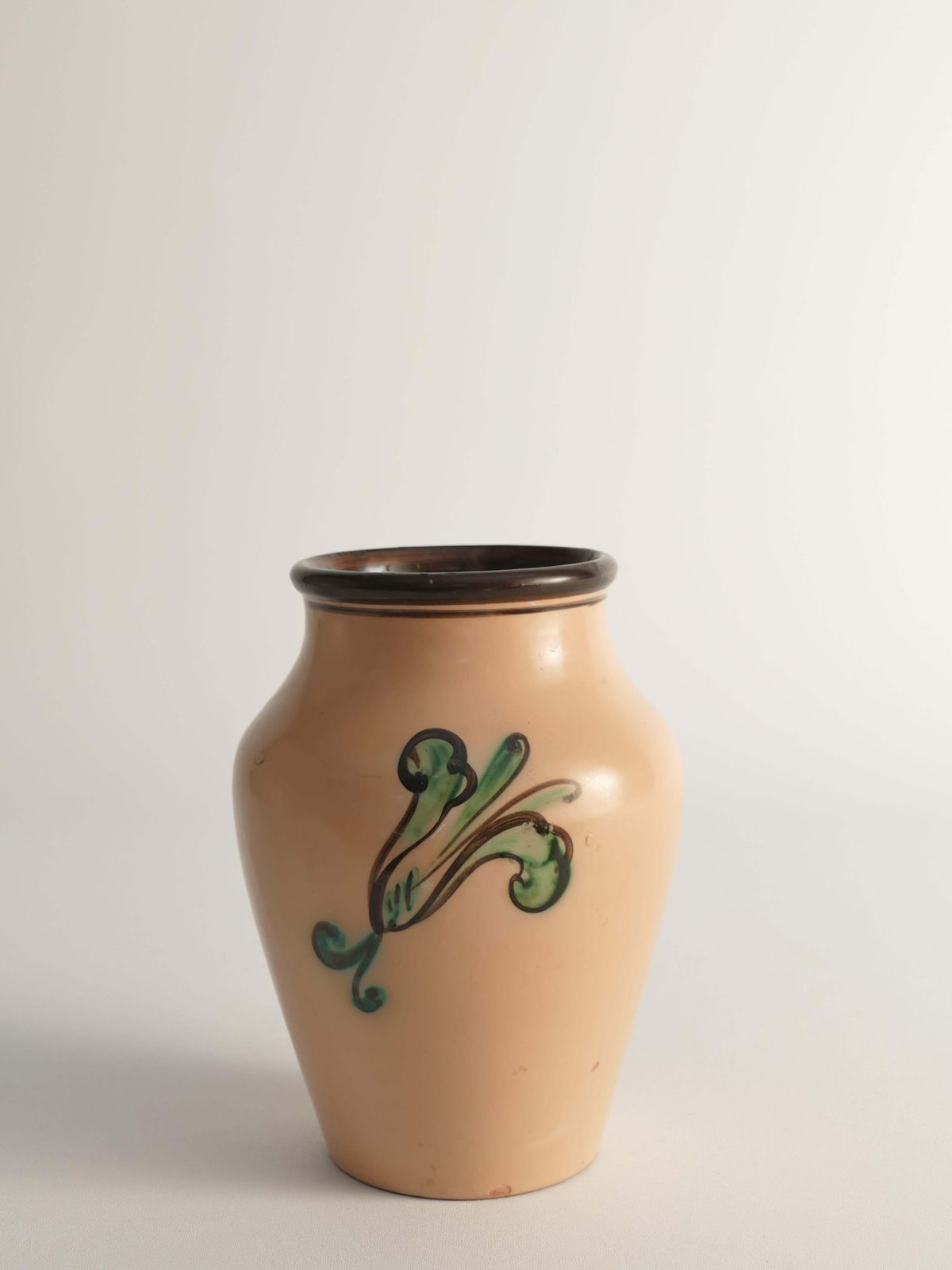 Art Nouveau Flower Motif Earthenware Vase By Sala, Sweden 1920s photo vinterior
