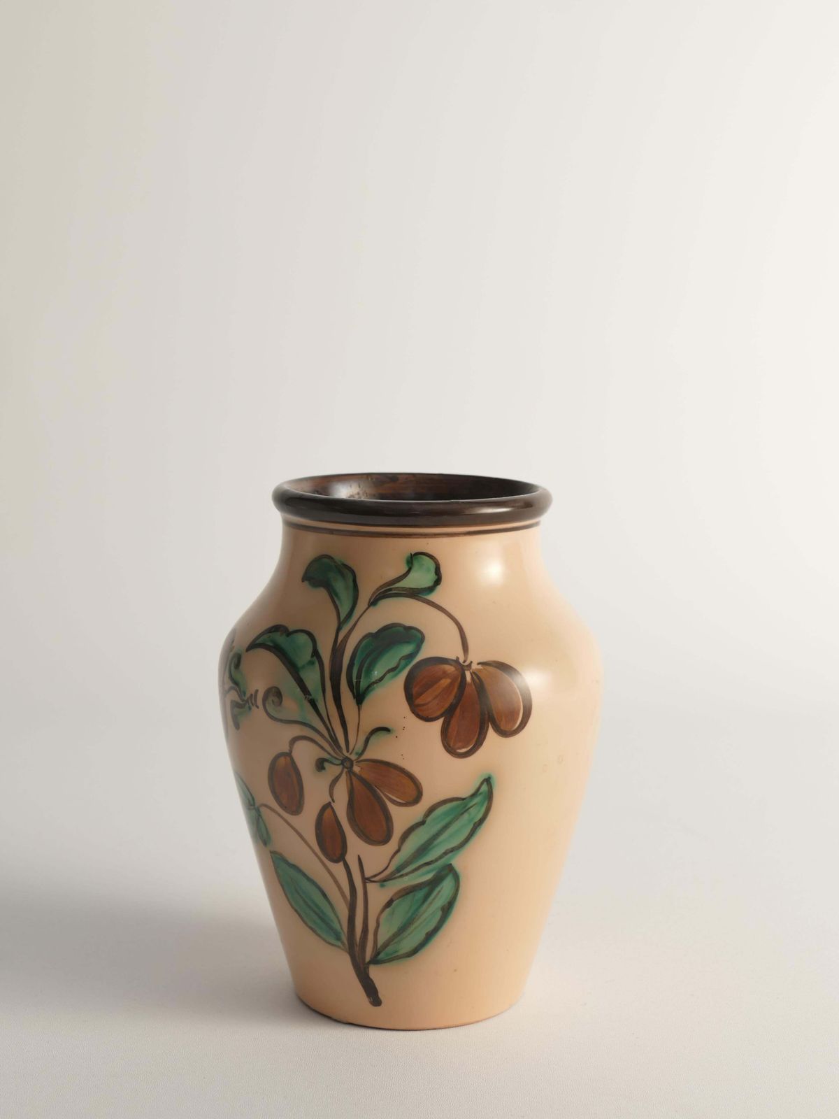 Art Nouveau Flower Motif Earthenware Vase By Sala, Sweden 1920s photo buy