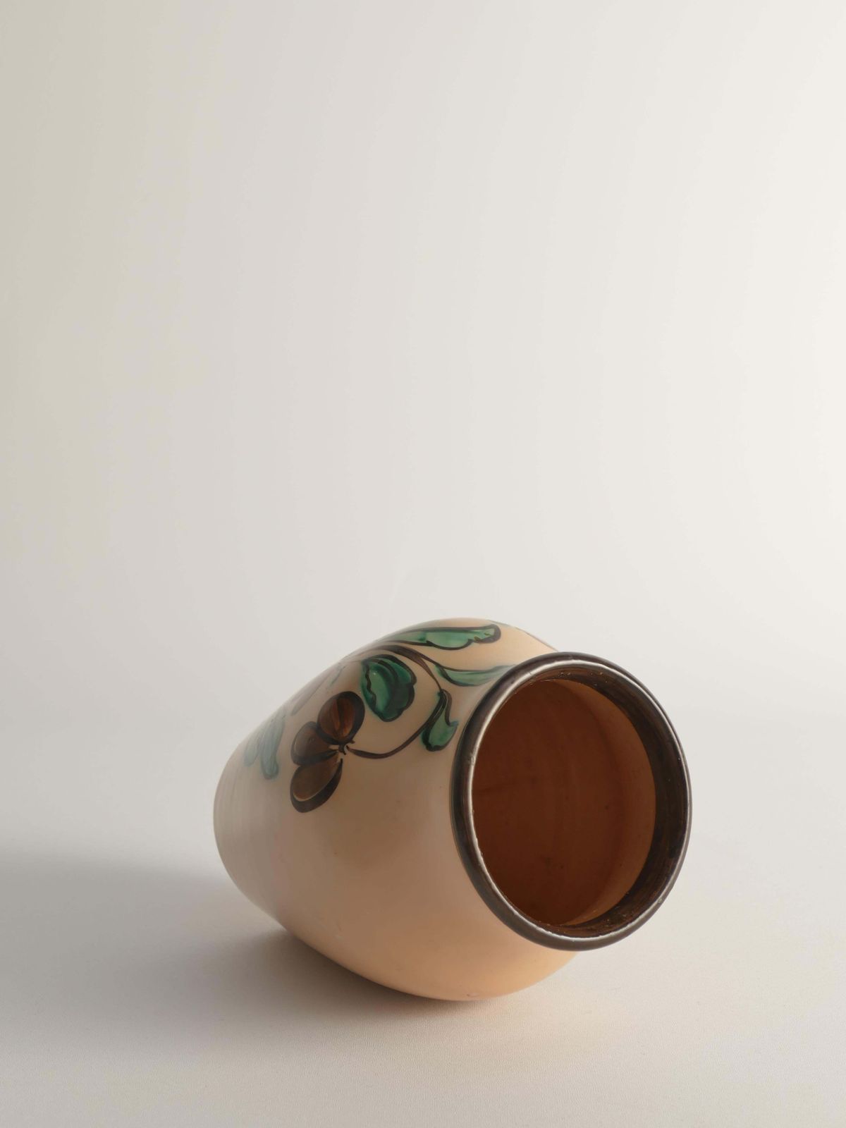 photo for sale Art Nouveau Flower Motif Earthenware Vase By Sala, Sweden 1920s