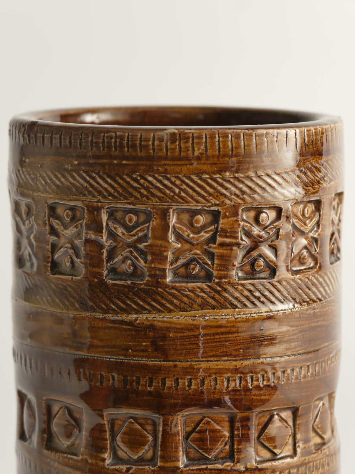 Mid Century Modern Brown Stoneware Vase By Aldo Londi For Bitossi, Italy, 1960s photo furniture