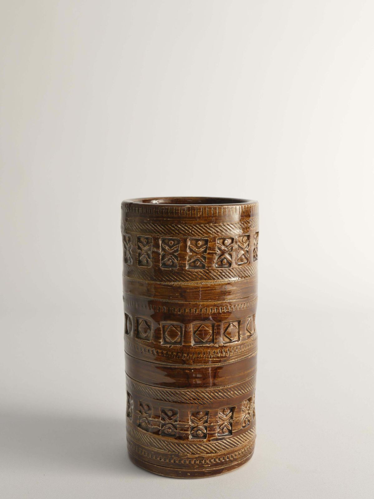 Mid Century Modern Brown Stoneware Vase By Aldo Londi For Bitossi, Italy, 1960s photo Home Decor