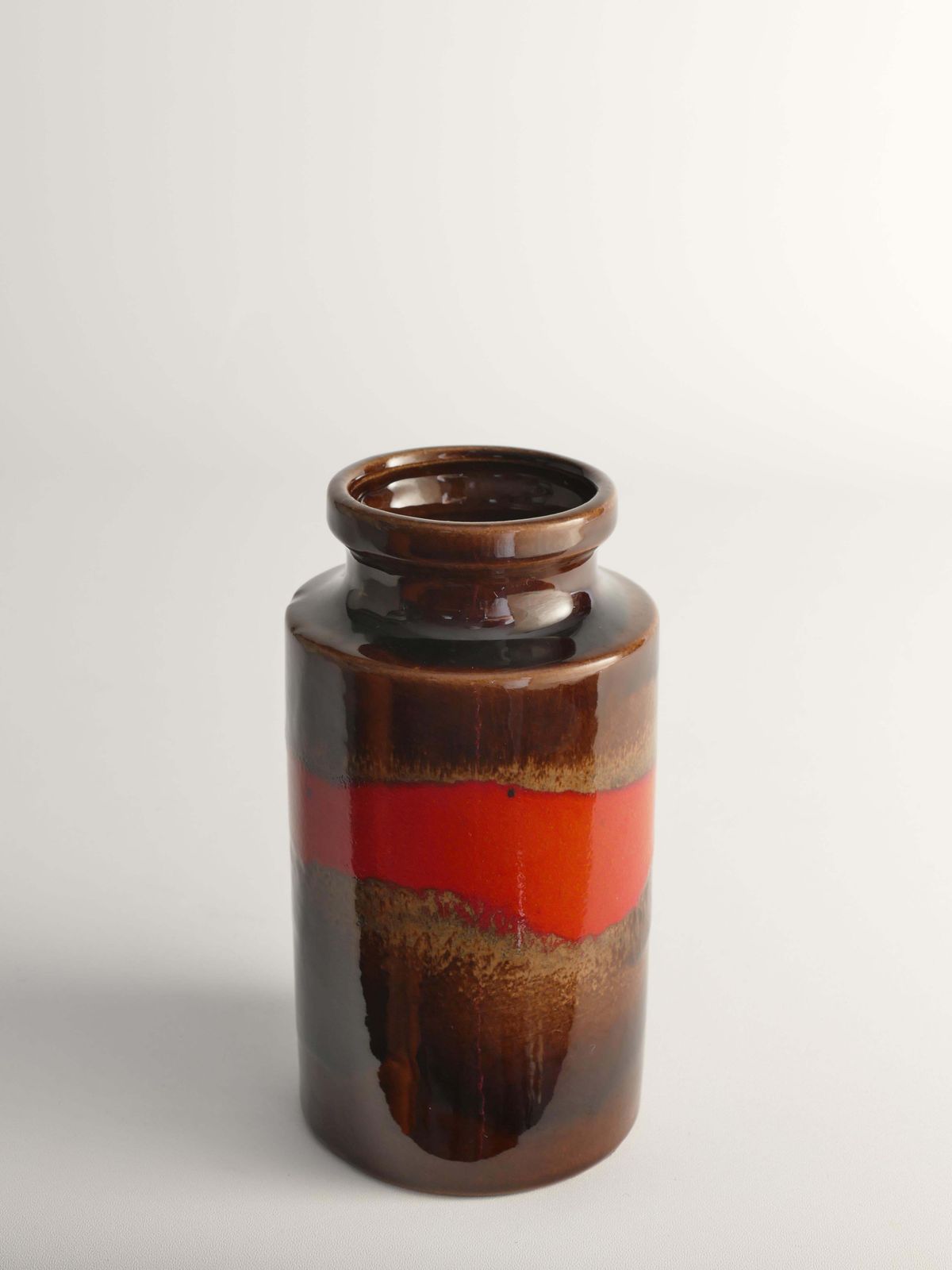 Mid Century Modern Fat Lava Red And Brown Stoneware Vase By Scheurich, W Germany photo buy