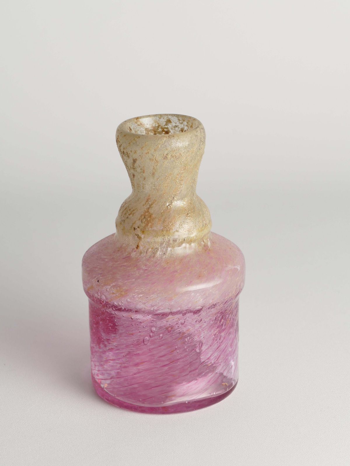 178.0 Unique Bubblegum Pink And Yellow Art Glass Vase By Milan Vobruba, Sweden 1980s photo
