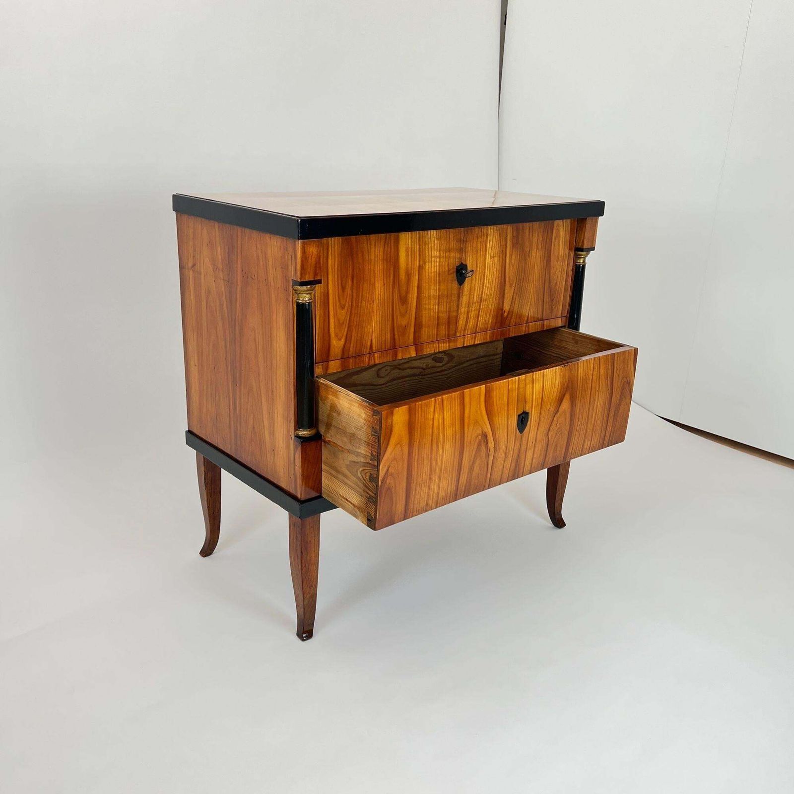 Biedermeier Commode, Cherry Wood, Ebonized, Gilded, Franconia Circa 1820 photo for sale