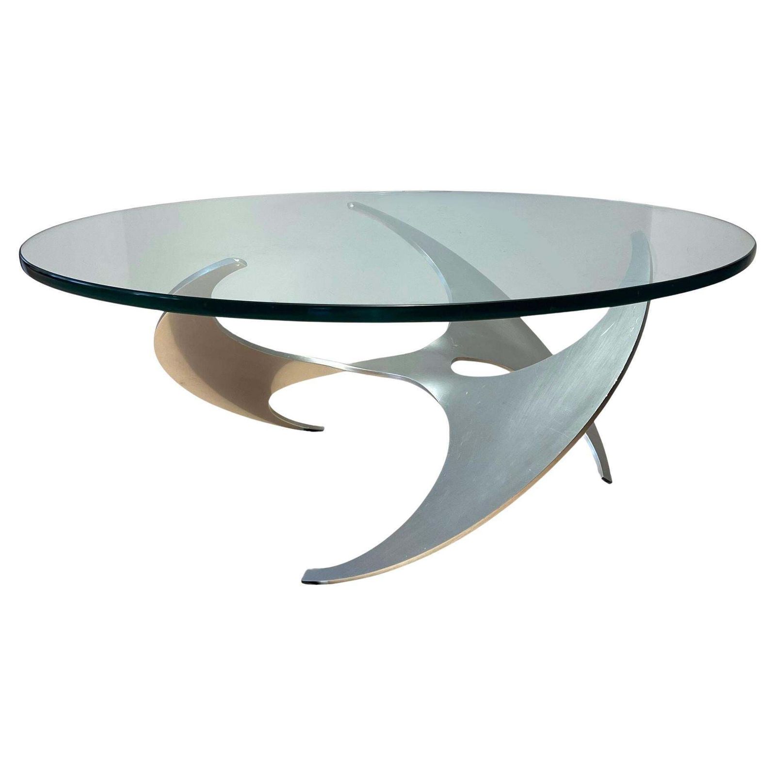 Design Coffee Table By Knut Hesterberg, Aluminum And Glass, Germany, 1960s