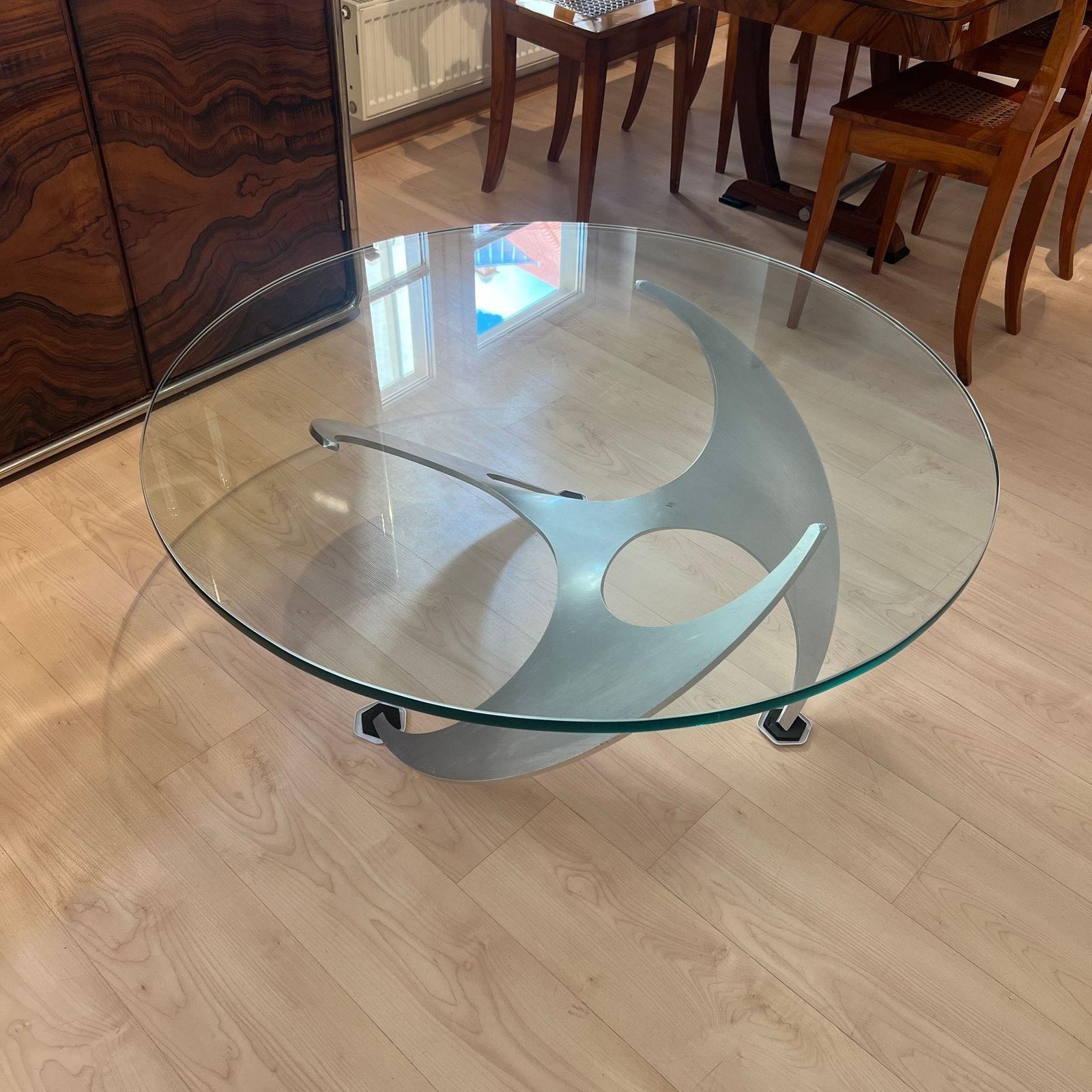 Design Coffee Table By Knut Hesterberg, Aluminum And Glass, Germany, 1960s photo Furniture