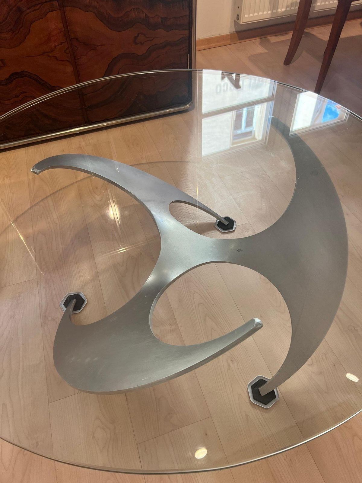 Design Coffee Table By Knut Hesterberg, Aluminum And Glass, Germany, 1960s photo vinterior