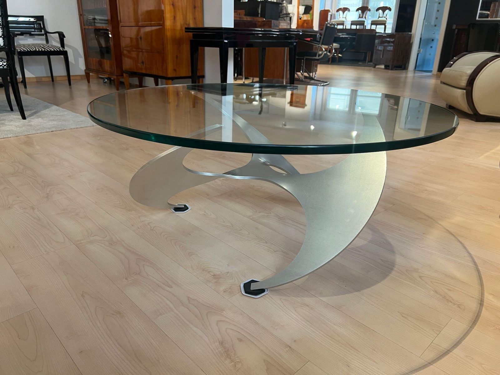 1458.0 Design Coffee Table By Knut Hesterberg, Aluminum And Glass, Germany, 1960s photo