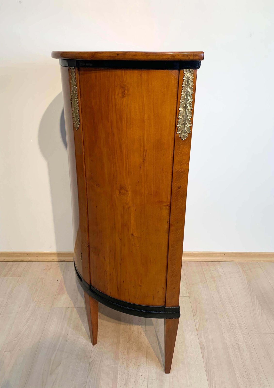 Neoclassical Demilune Half Cabinet, Cherrywood And Brass, France, Circa 1810 photo buy