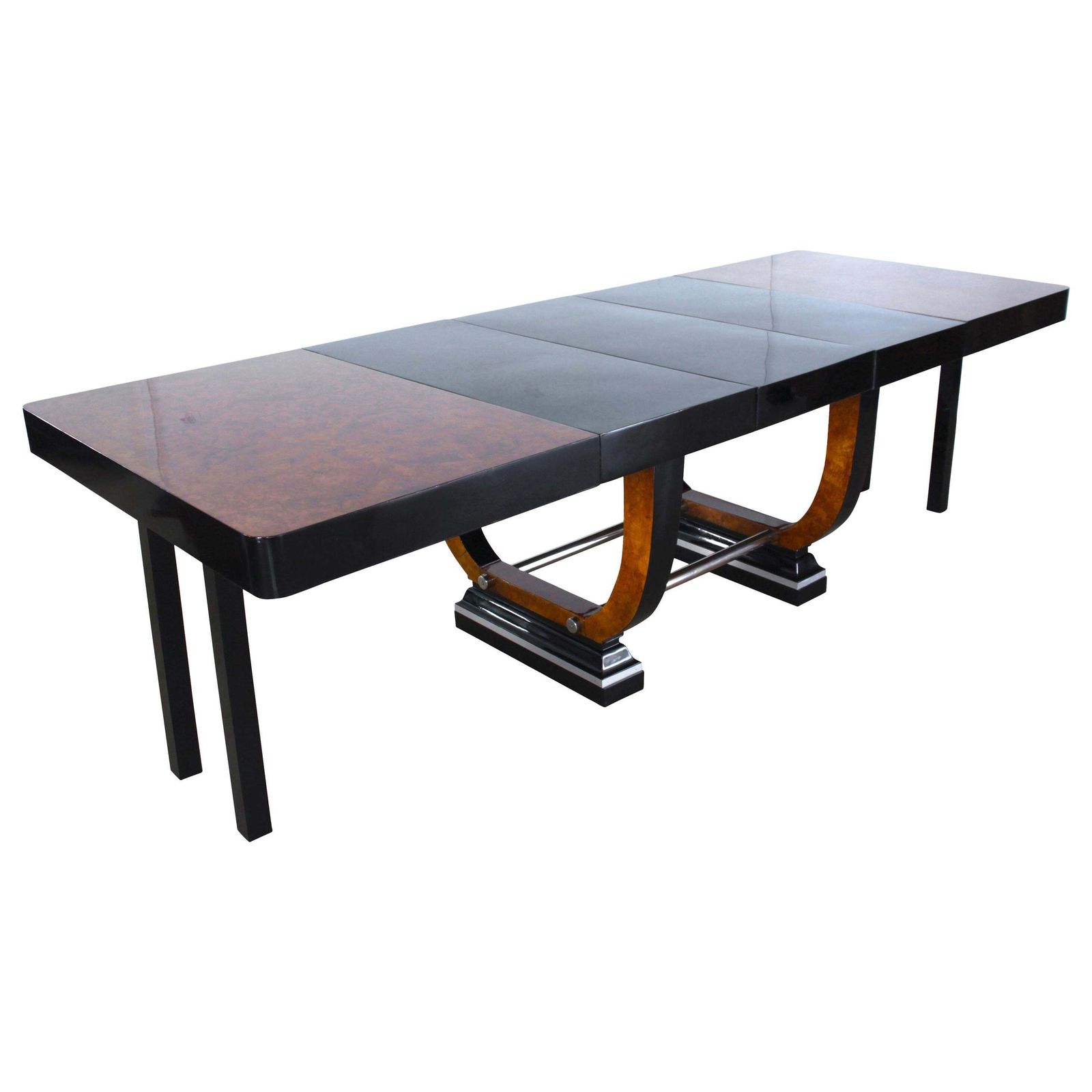 Expandable Art Deco Dining Table, Thuja Roots, Lacquered, France, Circa 1930