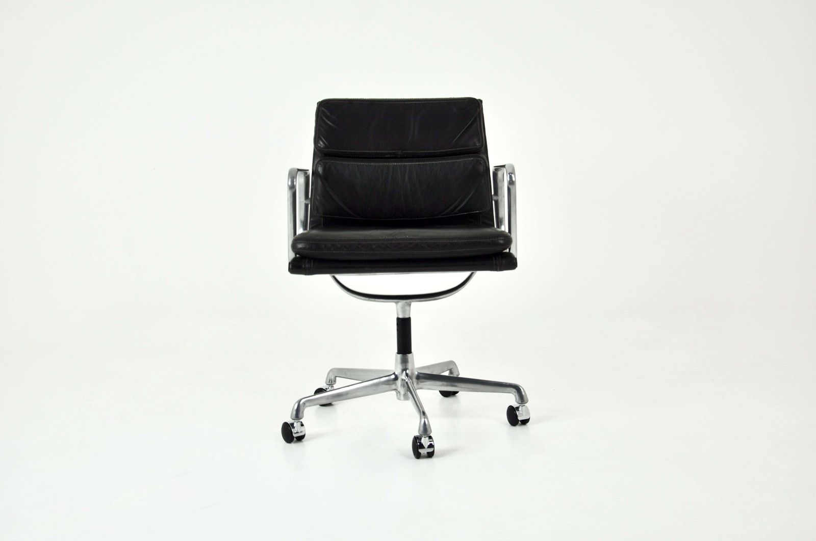 Black Leather Soft Pad Chair By Charles And Ray Eames For Icf, 1970s photo Furniture