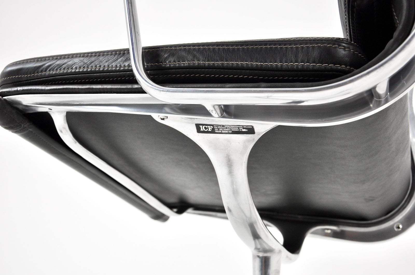 photo for sale Black Leather Soft Pad Chair By Charles And Ray Eames For Icf, 1970s