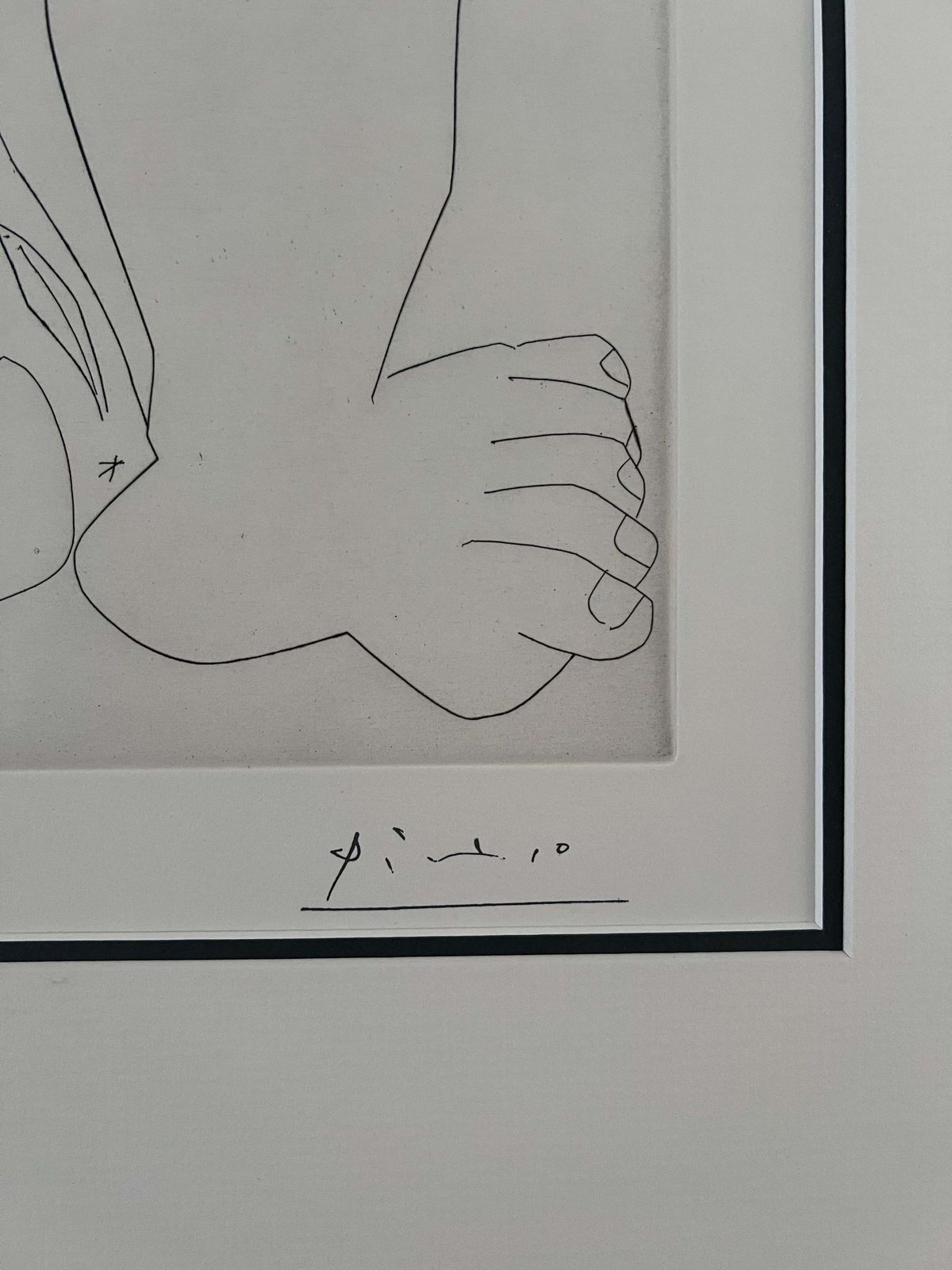 Femme Au Grand Nez, En Raccourci, Sur Un Lit   Pablo Picasso, Modern Art, Nude1978 photo vintage