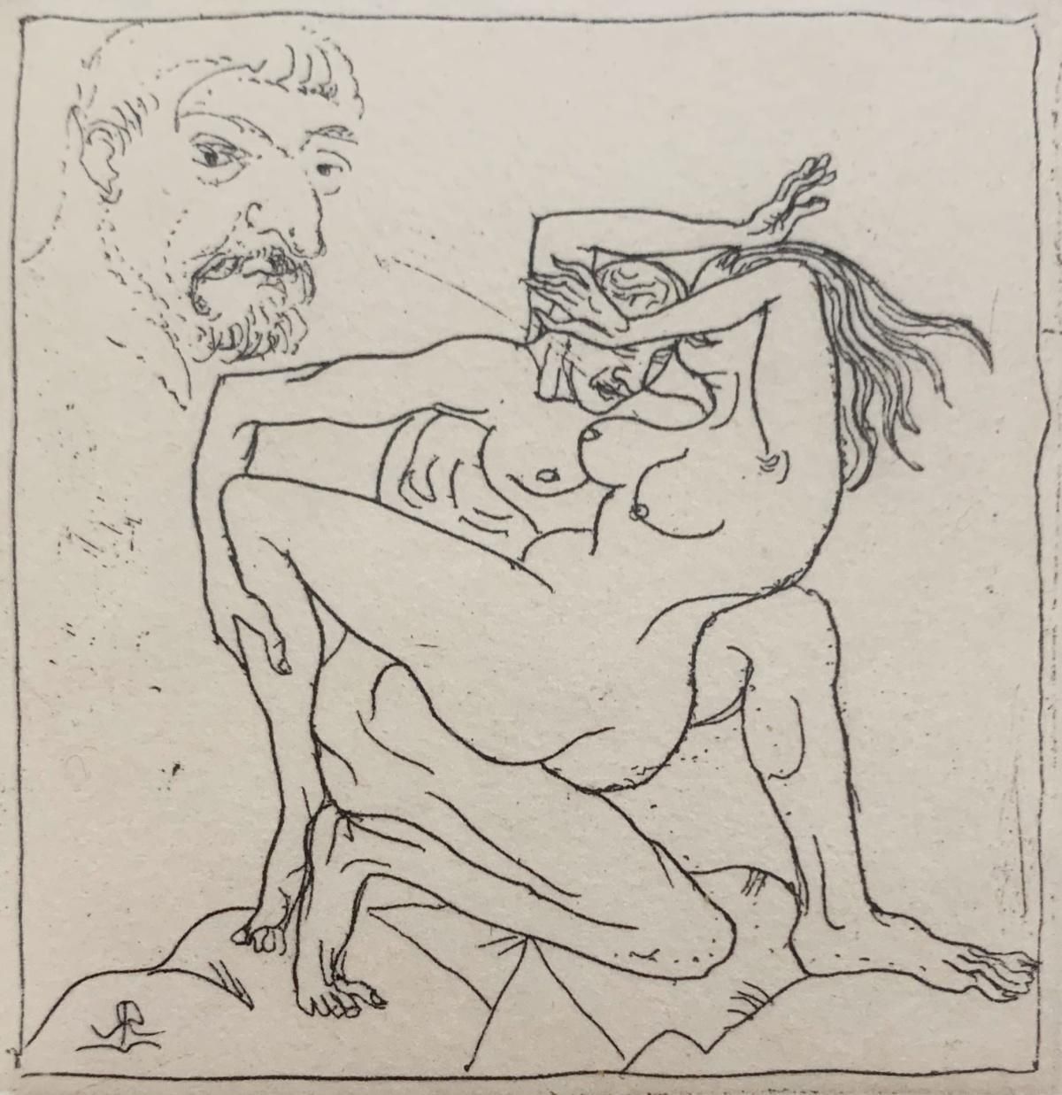 Leszek Rózgauntitled. Figurative Etching Print, Nude, Black &White, Polish Artist1990