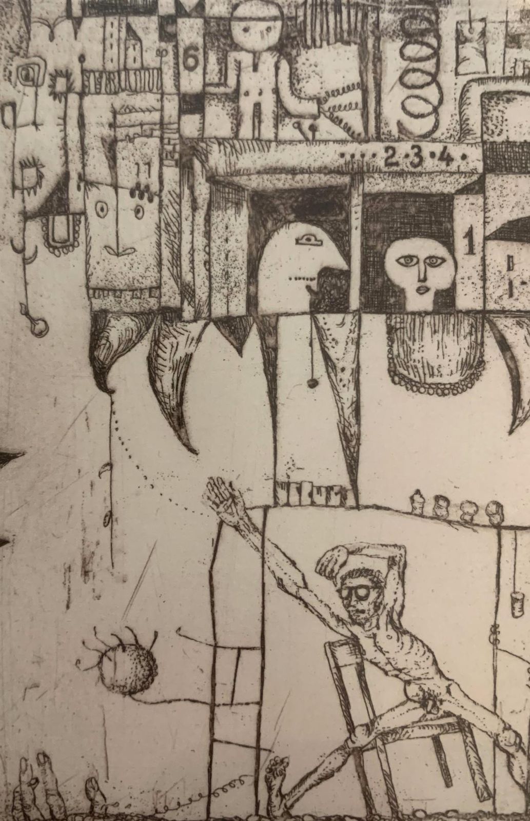 Leszek Rózgaelevator. Figurative Etching Print, Nude, Black &White, Polish Artist1967 photo for sale