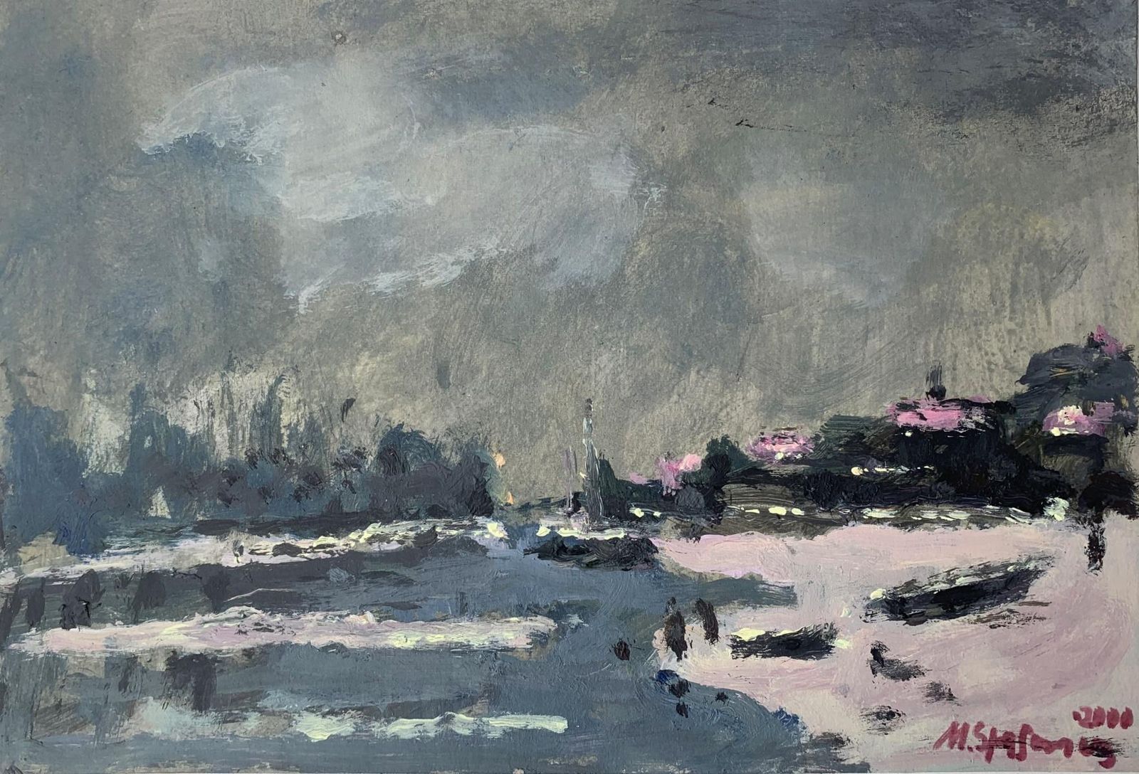 Magdalena Spasowicznocturn. Oil On Cardboard, Figurative, Landscape, Polish Art2000